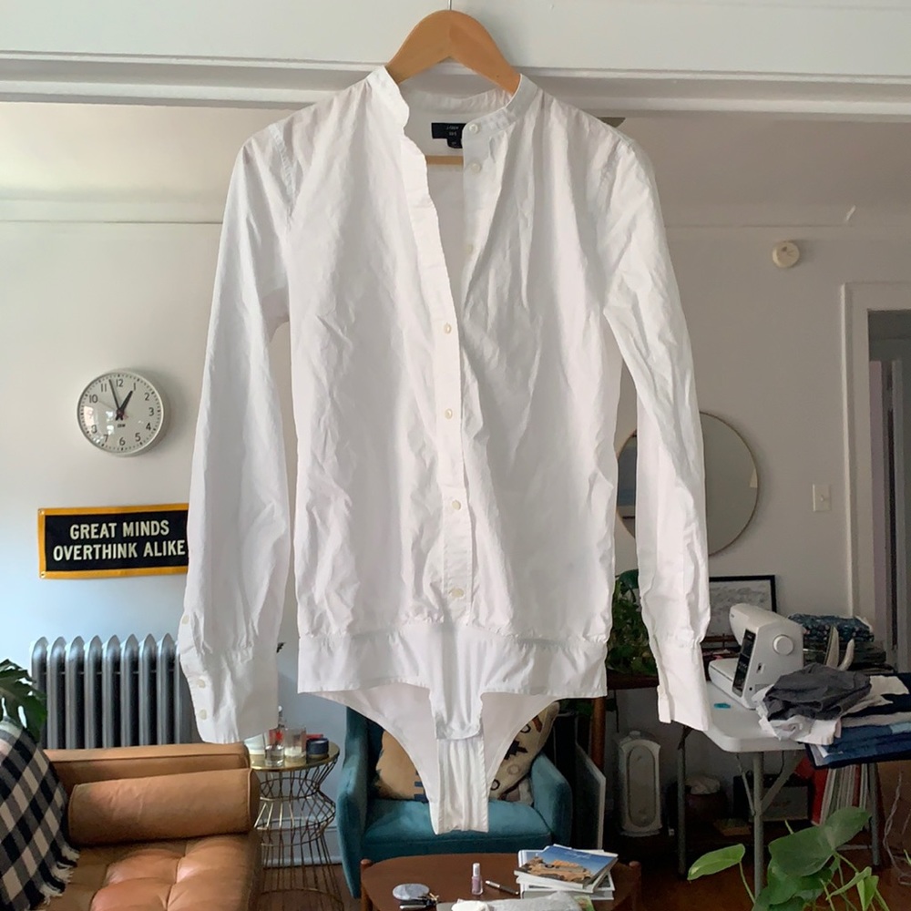J.Crew White Button Down Body-Suit - Women’s 8T